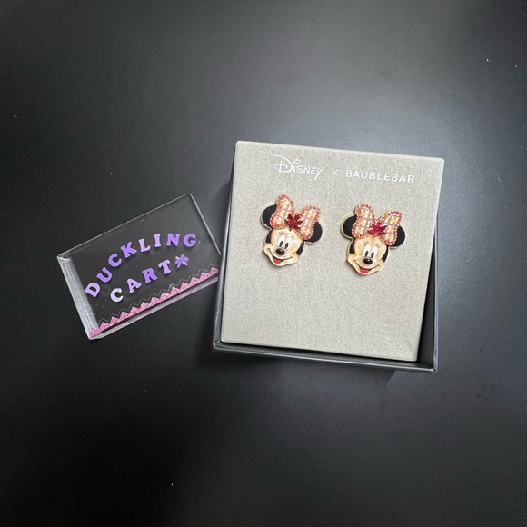NEW BaubleBar x Disney Minnie Mouse Maple Leaf Earrings - Picture 2 of 10